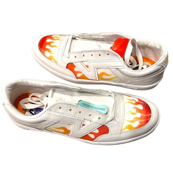 Vans Lowland Comfy Cush CC True White Flames Shoes 11.5 Mens Fire Skate NWT - Picture 2 of 10